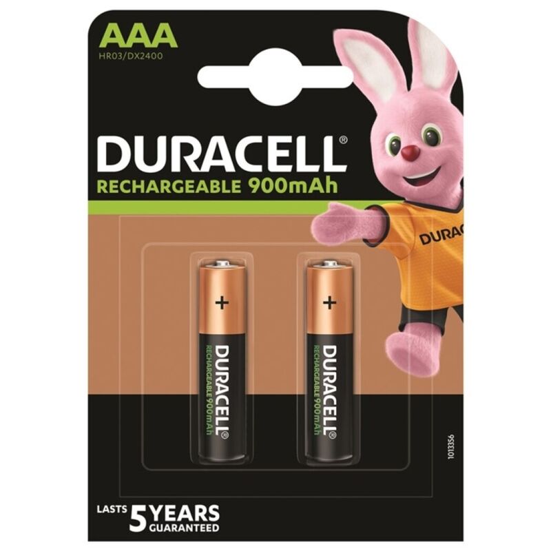 DURACELL - OPPLADBART BATTERI HR03 AAA 900mAh 2 ENHETER