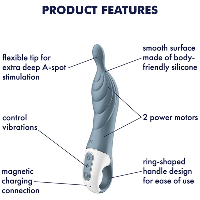 SATISFYER - AMAZING 2 ASPOT VIBRATOR GRÅ