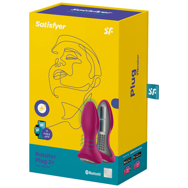 SATISFYER - ROTATOR PLUG 2+ VIBRERINGSPLUG APP RØD