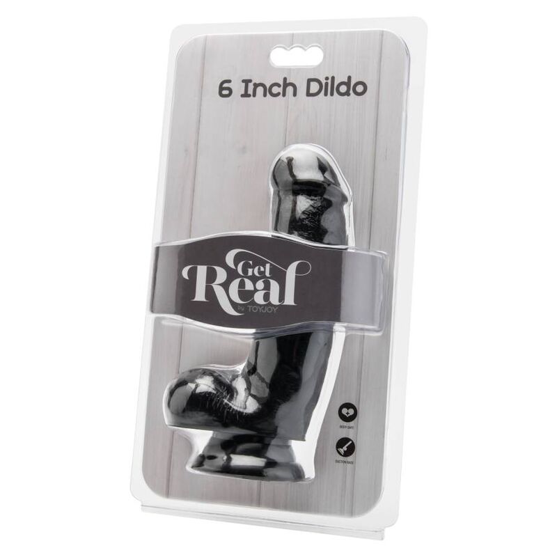 GET REAL - DILDO 12 CM MED BALLER SVART