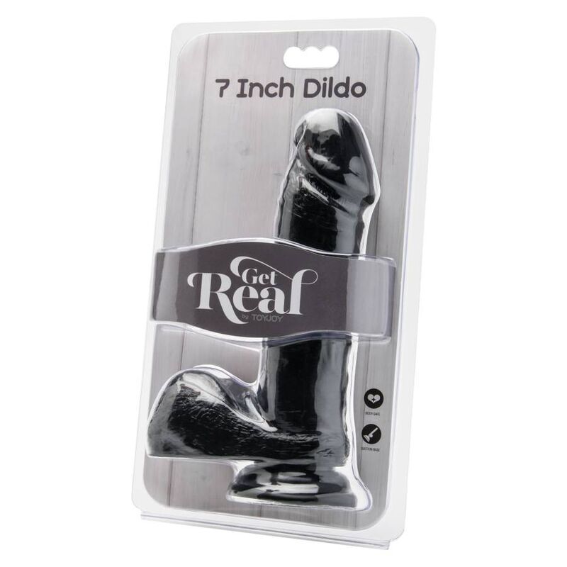 GET REAL - DILDO 18 CM MED BALLER SVART