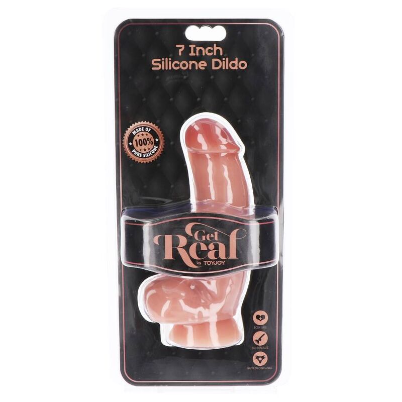 GET REAL - SILIKON DILDO 18 CM MED BALLER I HUD