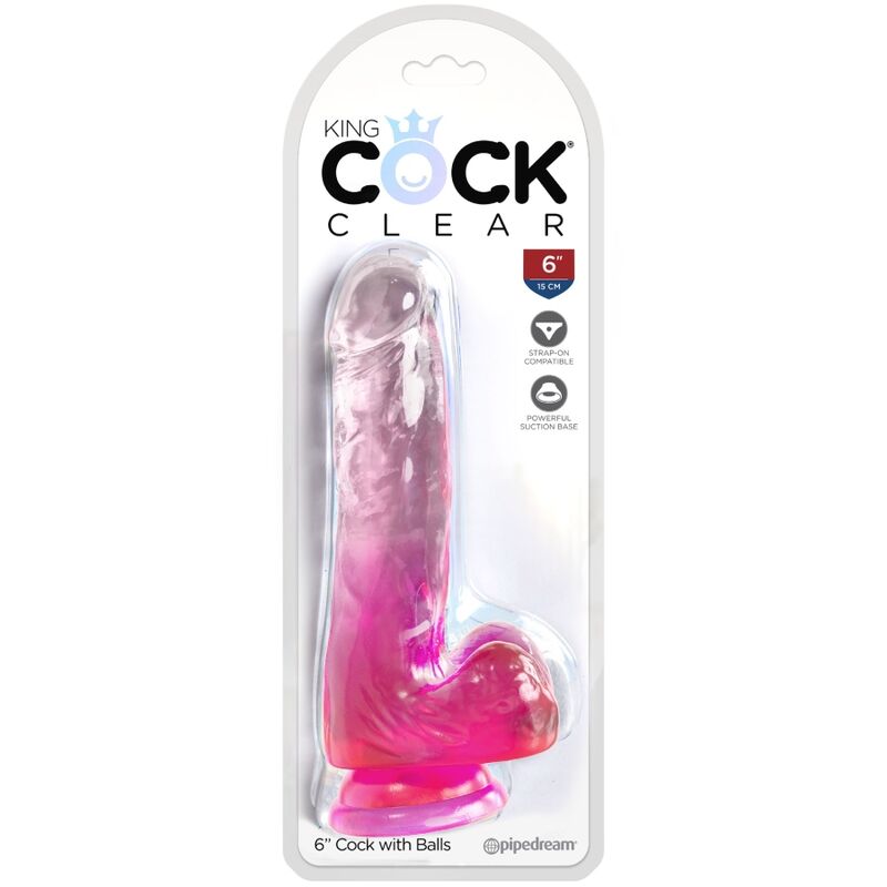 KONGEPIKK - KLAR REALISTISK PENIS MED BALLER 13,5 CM ROSA
