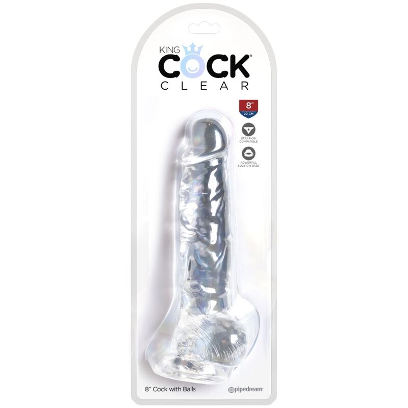 KONGEPIKK - KLAR REALISTISK PENIS MED BALLER 16,5 CM TRANSPARENT