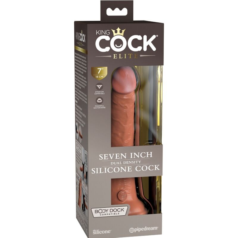 KING COCK - ELITE REALISTISK SILIKON DILDO 17,8 CM KARAMELL