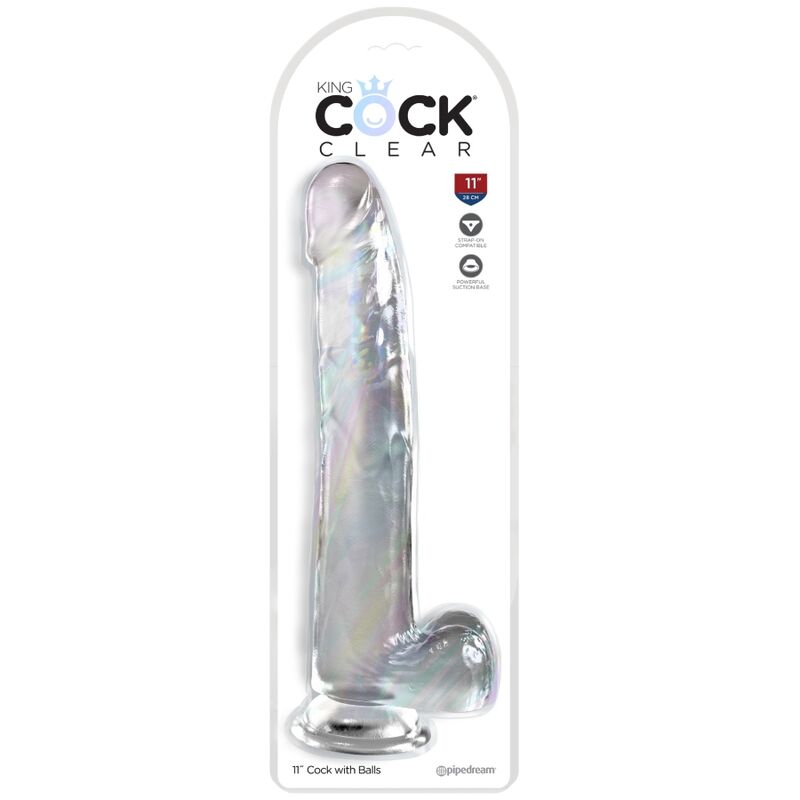 KING COCK - KLAR DILDO MED TESTIKLENE 24,8 CM TRANSPARENT