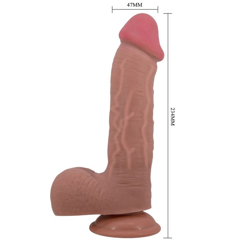 PRETTY LOVE - GLIDEHUD-SERIE REALISTISK DILDO MED GLIDEHUD-SUGEKOPP BRUN 23,4 CM