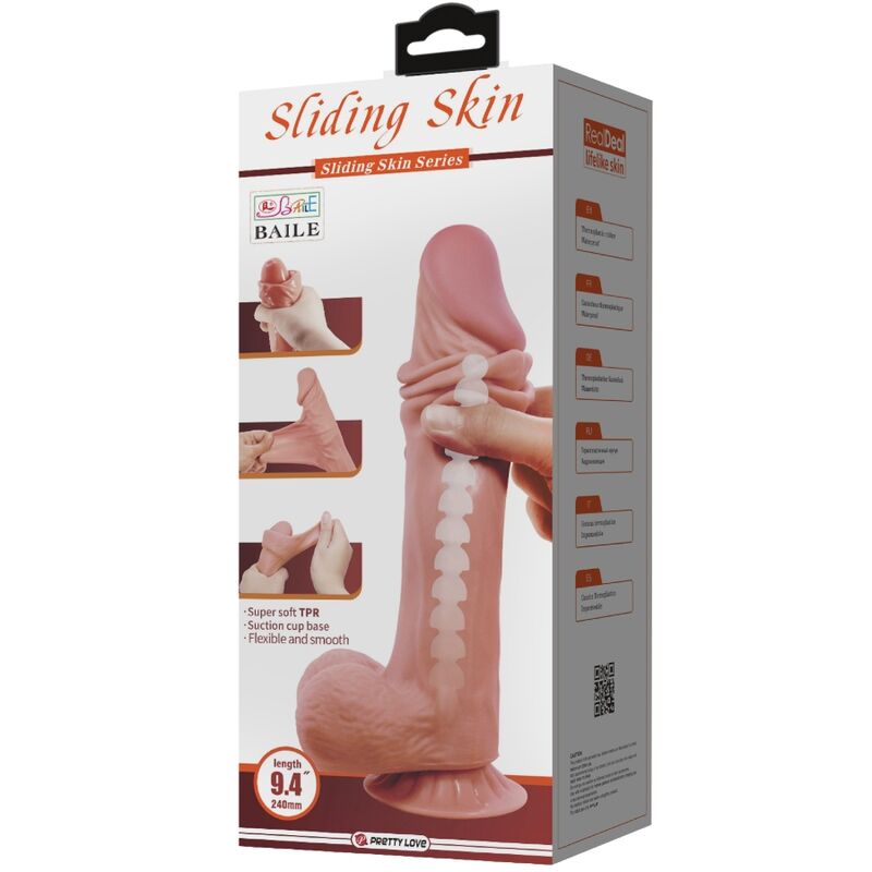 PRETTY LOVE - GLIDEHUD-SERIE REALISTISK DILDO MED GLIDEHUD-SUGEKOPP BRUN 24 CM
