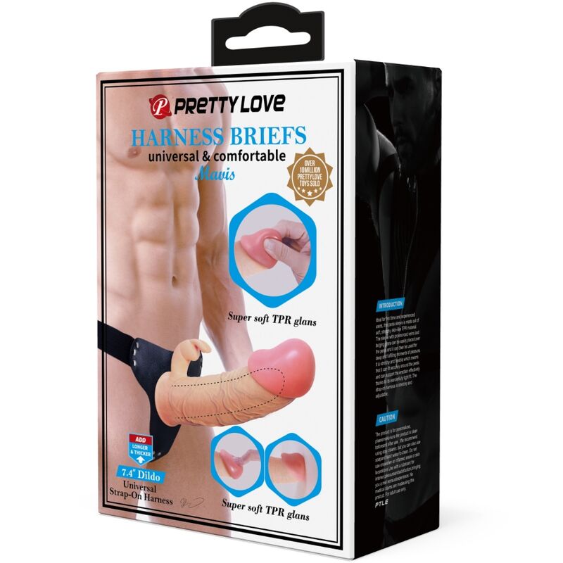 PRETTY LOVE - MAVIS HARNESS UNIVERSAL TRUSSER MED DILDO 19 CM NATURLIG