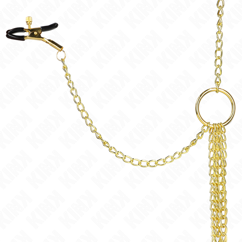 KINK - 4 JUSTERBARE KLISTOR- OG BRYSTØRTEKLEMMER I GULL