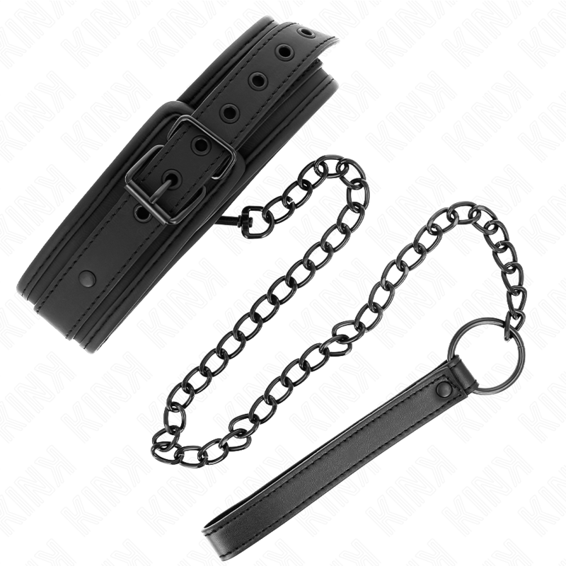 KINK - NEOPREN BONDAGE HALSBÅND MODELL 1 MED BELTE 78 CM JUSTERBAR 37,5 X 49,5 CM