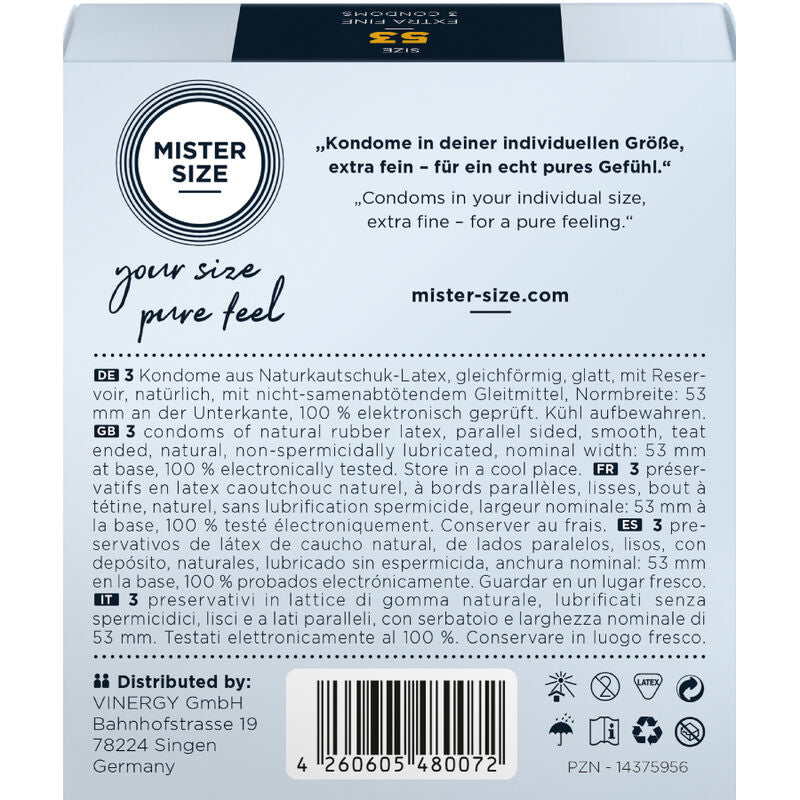 MISTER SIZE - KONDOMSTØRRELSE M 53 MM (3 ENHETER)