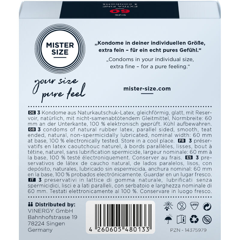 MISTER SIZE - KONDOMSTØRRELSE XL 60 MM (3 ENHETER)