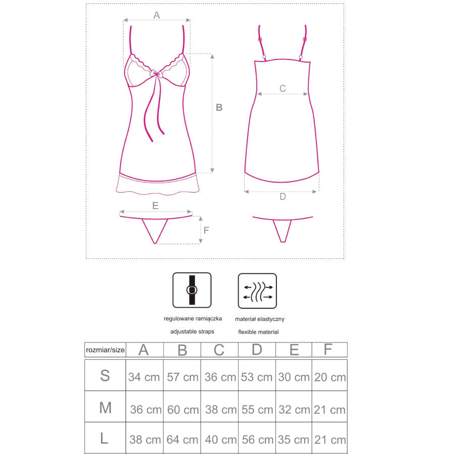 LIVCO CORSETTI FASHION - LUISE 1710 BABYDOLL + TONG BLACK L