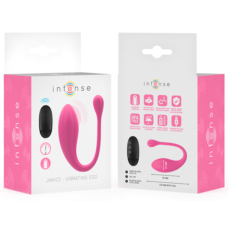 INTENS - JANICE U VIBRATOR DOBBEL STIMULERING 10 VIBRASJONER ROSA FJERNKONTROLL