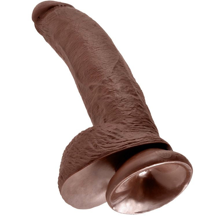 KONGEPIKK - 9 DILDOER BRUN MED BALLER 22,9 CM