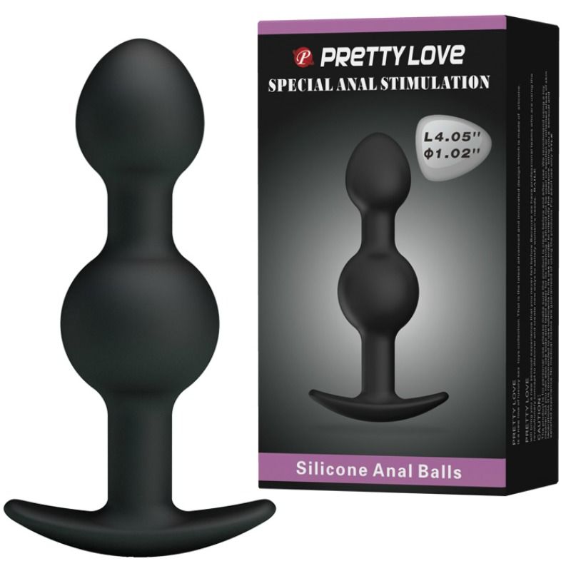 PRETTY LOVE - SPESIELLE STIMULERINGSSILIKONALANBALLER 10,3 CM SVART