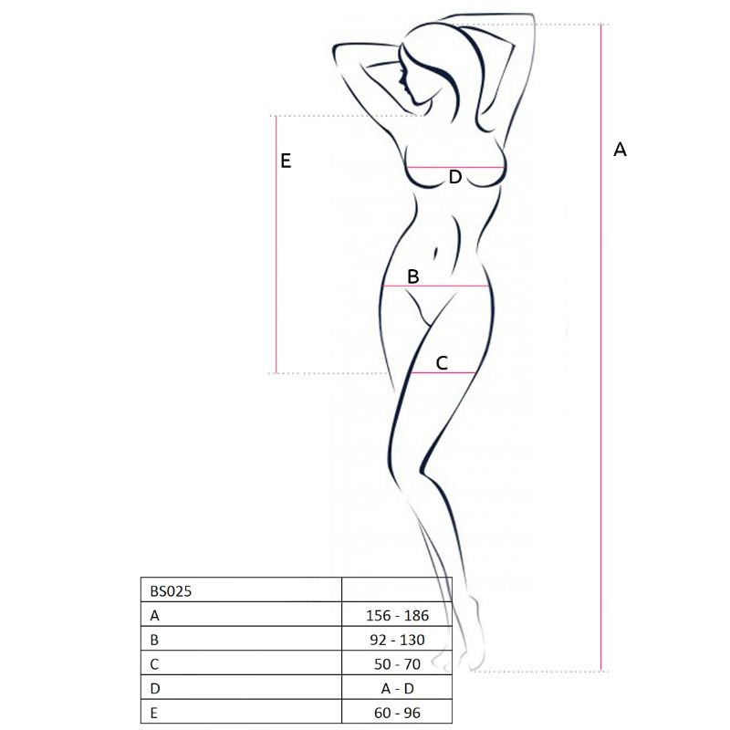 PASSION - KVINNE BS025 BODYSTOCKING SVART KJOLE STIL EN STØRRELSE