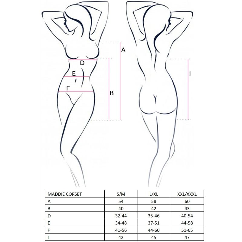 PASSION - KVINNE MADDIE SVART KORSETTSTR. S/M