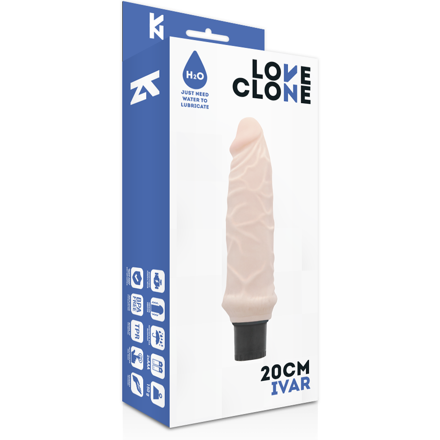 LOVECLONE - IVAR SELVSMØRENDE VIBRATOR 20 CM -O- 3,7 CM