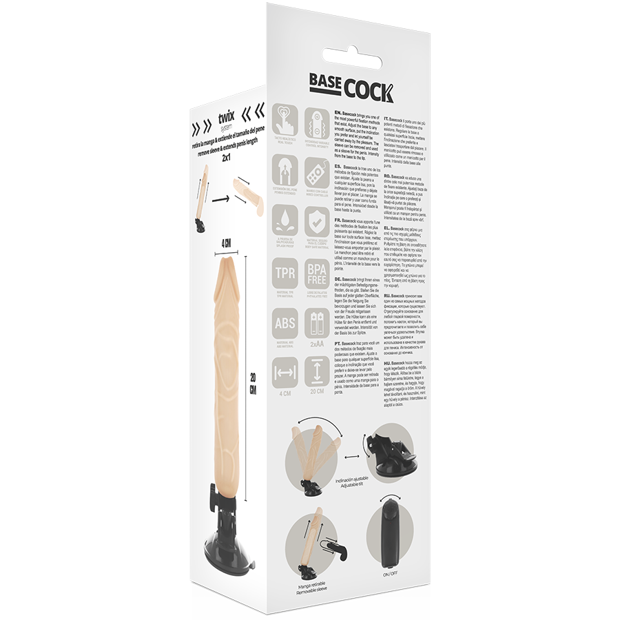 BASECOCK - REALISTISK VIBRATOR FJERNKONTROLL 20 CM -O- 4 CM