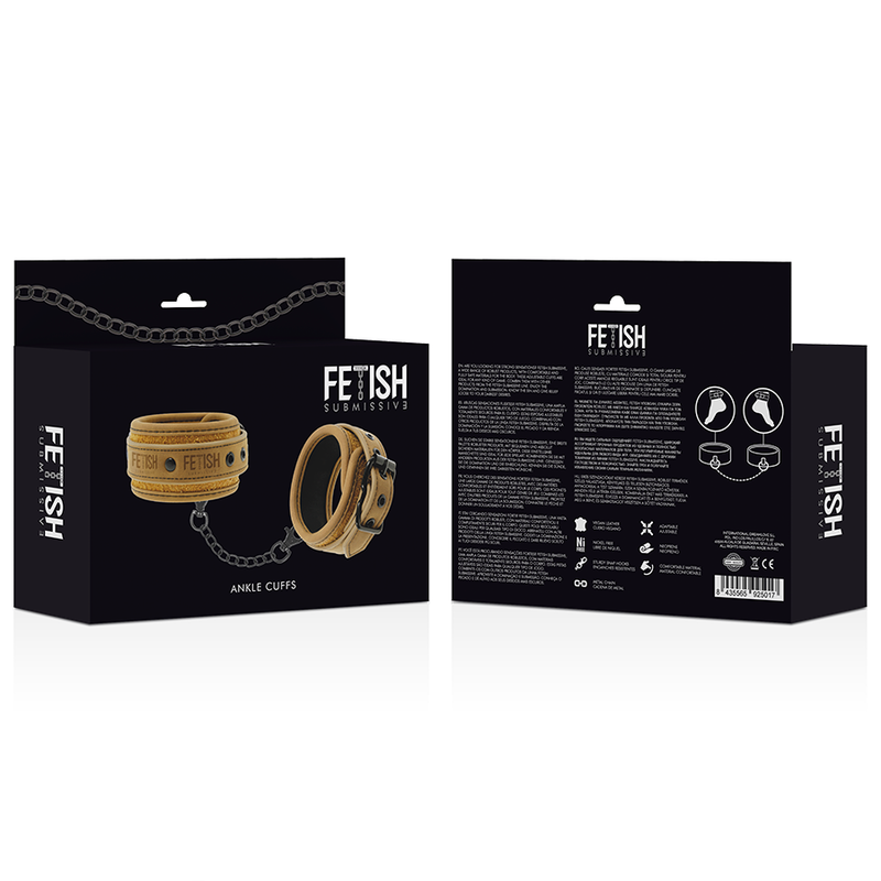 FETISH UNDERSOM ORIGEN - VEGANSKE ANKELMANSJETTER I SKINN MED NEOPRENFØR