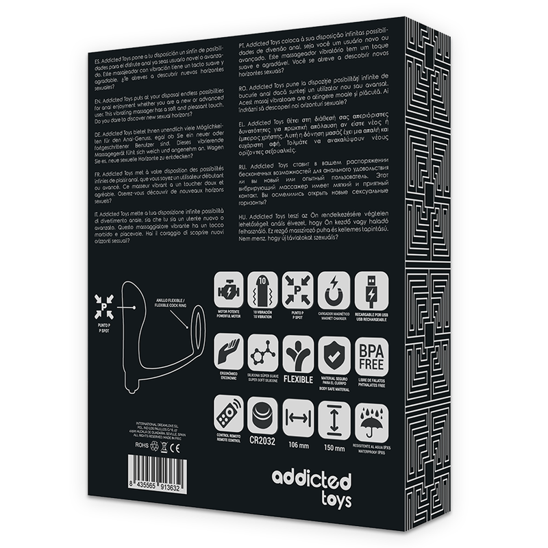 AVHENGIG LEKETØY - PENISRING MED FJERNKONTROLL ANALPLUGG SVART OPPLADBAR