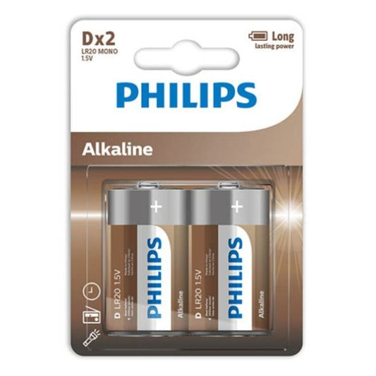 PHILIPS - ALKALISKE BATTERIER D LR20 BLISTER*2