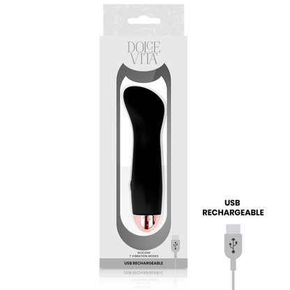 DOLCE VITA - OPPLADBAR VIBRATOR ONE SVART 7-HAKTIGHET