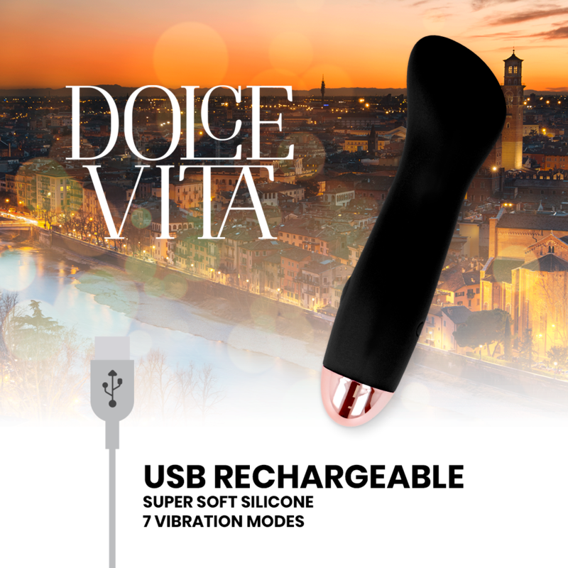 DOLCE VITA - OPPLADBAR VIBRATOR ONE SVART 7-HAKTIGHET
