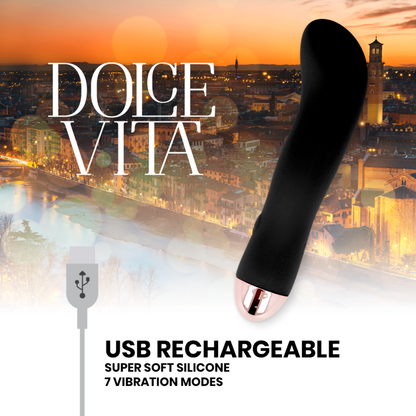 DOLCE VITA - OPPLADBAR VIBRATOR TO SVART 7 HASTIGHETER