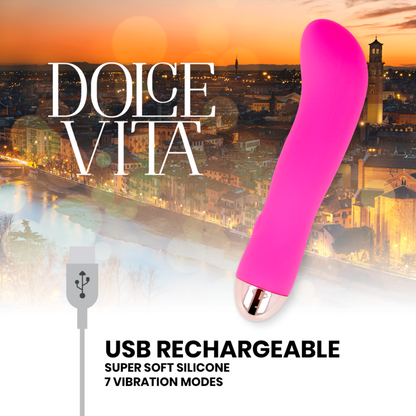 DOLCE VITA - OPPLADBAR VIBRATOR MED TO ROSA 7 HASTIGHETER
