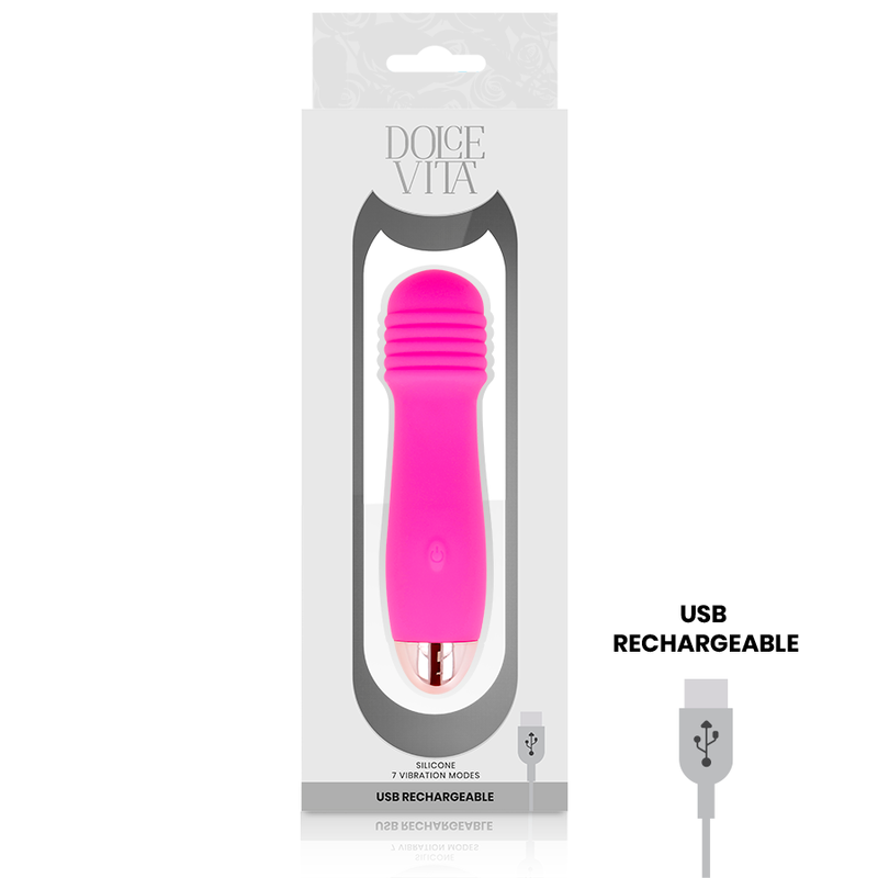 DOLCE VITA - OPPLADBAR VIBRATOR MED TRE ROSA 7 HASTIGHETER