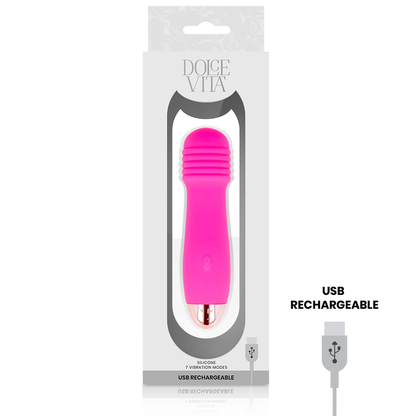 DOLCE VITA - OPPLADBAR VIBRATOR MED TRE ROSA 7 HASTIGHETER