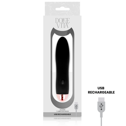 DOLCE VITA - OPPLADBAR VIBRATOR FIRE SVART 7 HASTIGHETER