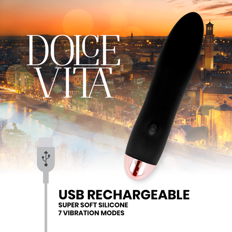 DOLCE VITA - OPPLADBAR VIBRATOR FIRE SVART 7 HASTIGHETER