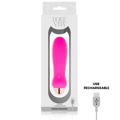 DOLCE VITA - OPPLADBAR VIBRATOR FEM ROSA 7 HASTIGHETER