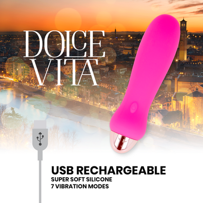 DOLCE VITA - OPPLADBAR VIBRATOR FEM ROSA 7 HASTIGHETER