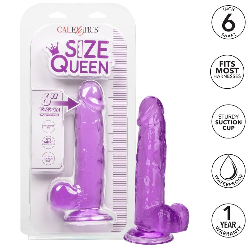 CALEXOTICS - STØRRELSE QUEEN DILDO LILLA 15,3 CM
