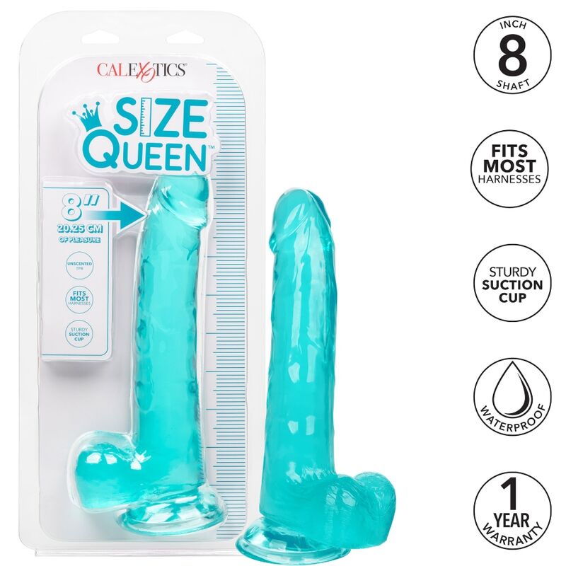 CALEXOTICS - STØRRELSE QUEEN DILDO BLÅ 20,3 CM