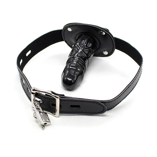 OHMAMA FETISH - TPE PENIS GAG WITH PADLOCK L