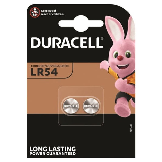 DURACELL - ALKALISKE KNAPPBATTERIER LR54 LR1130 AG10 1,5V 2 ENHETER