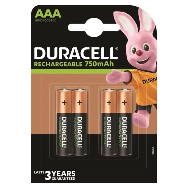 DURACELL - OPPLADBART BATTERI HR03 AAA 750mAh 4 ENHETER