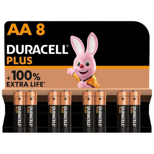 DURACELL - PLUS POWER 100 ALKALISKE BATTERIER AA LR6 8 ENHETER