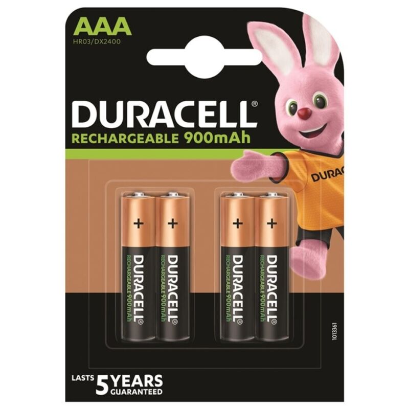 DURACELL - OPPLADBART BATTERI HR03 AAA 900mAh 4 ENHETER