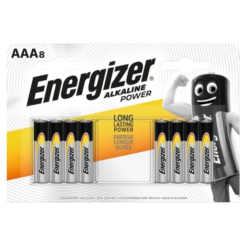 ENERGIZER - ALKALISKE BATTERIER MED POWER AAA LR03, 8 ENHETER