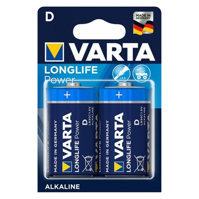 VARTA - LONGLIFE POWER ALKALISKE BATTERIER D LR20 2 ENHETER