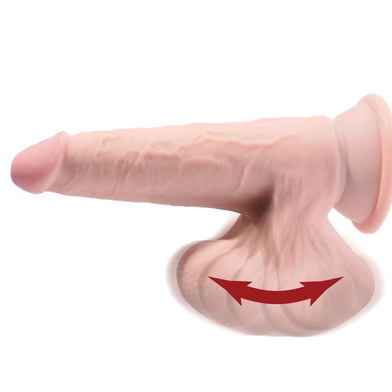 KONGEPIKK - PLUSS 3D-DILDO MED SWINGENDE BALLER 24,5 CM LYS HUD