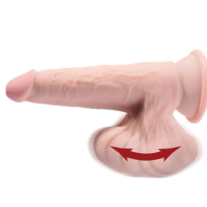 KONGEPIKK - PLUSS 3D-DILDO MED SWINGENDE BALLER 24,5 CM LYS HUD