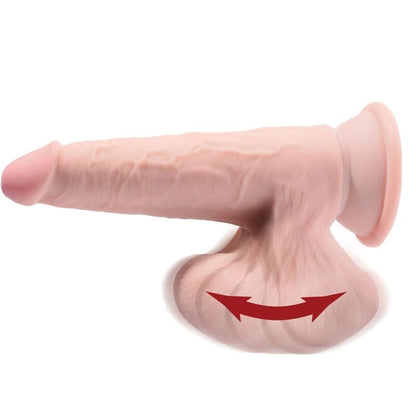 KONGEPIKK - PLUSS 3D-DILDO MED SWINGENDE BALLER 15,2 CM LYS HUD